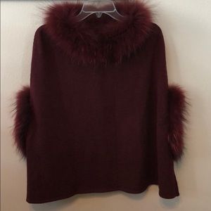Love Token Walter Poncho w Raccoon Fur Trim NWT